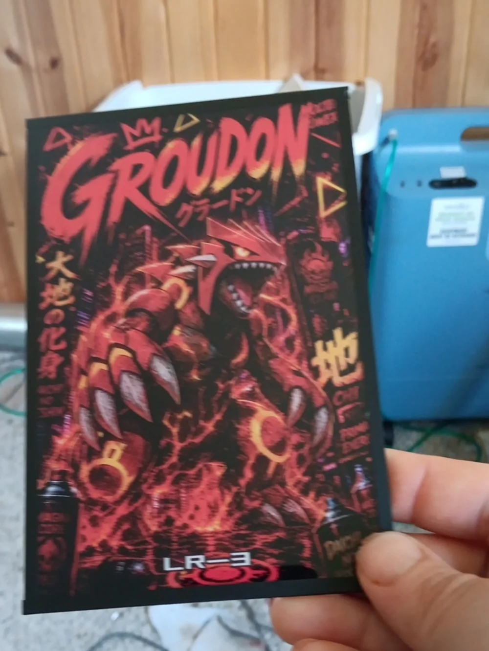 Pokemon Groudon Collectible Card Art Board- Red, Black & Orange Accents